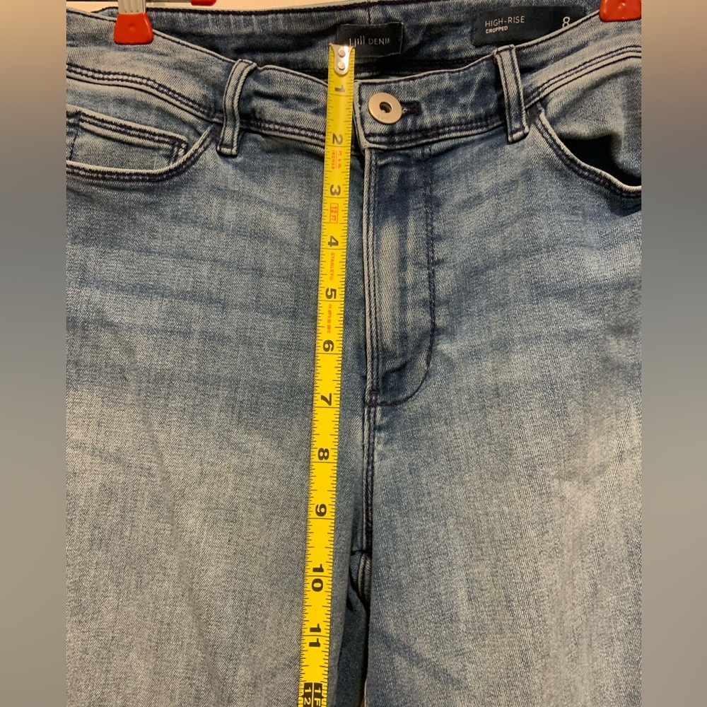 J. Jill Light Blue High Ride Cropped Fringe Jeans. Size 8 - Picture 8 of 11